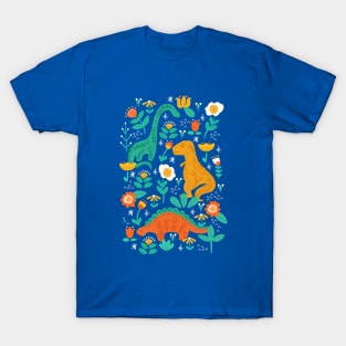 Folk Floral Dinosaurs - Primary T-Shirt